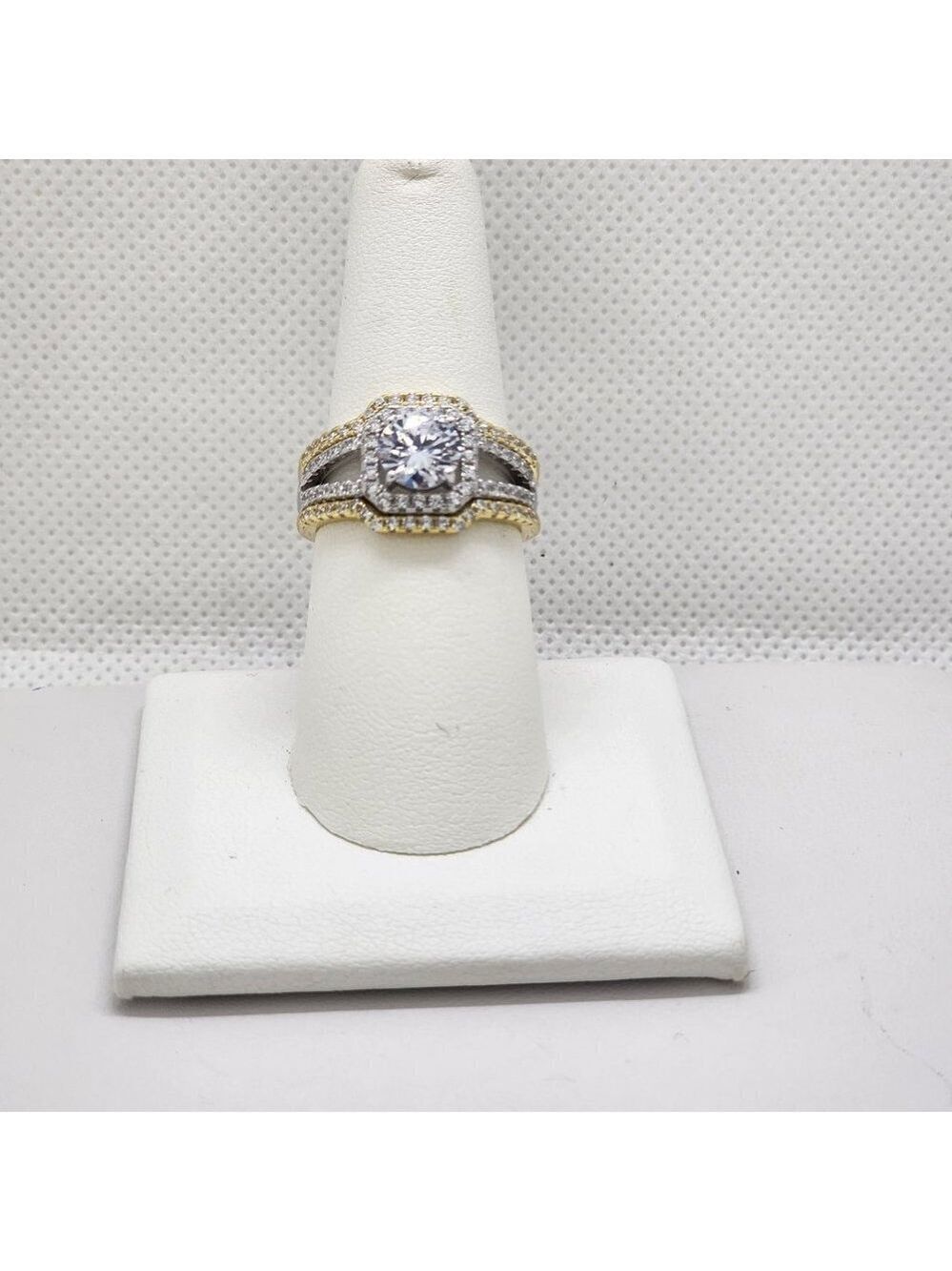 Brand New Sterling Silver 925 3pc White Gemstone Ring